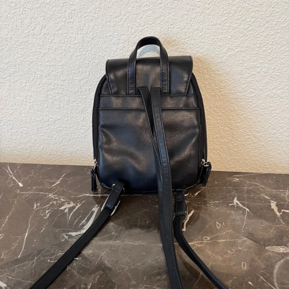 Rosetti Womens Mini Backpack Black Faux Leather Small Travel Bag Organizer Purse